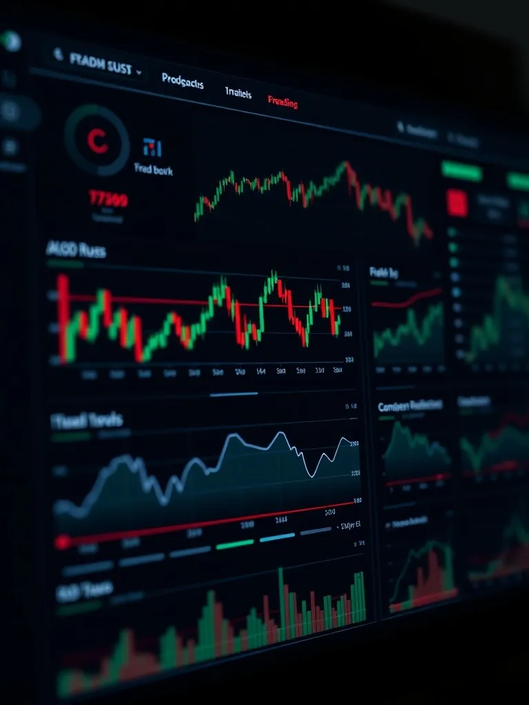 Clean digital dashboard showing financial graphs and stock m